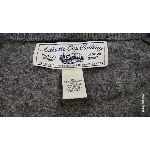 Gap Vintage 90s Lambswool Gray White Black Geometric Knit Sweater Vest Mens XL - Picture 8 of 9